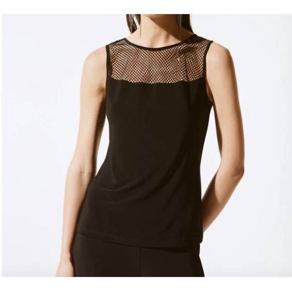NEW JOSEPH RIBKOFF rhinestone mesh top in black - Picture 1 of 1